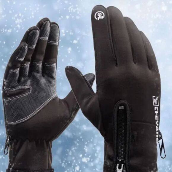 Black Touchscreen Winter Gloves - Picture 1 of 8